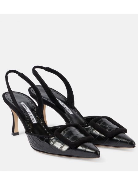 Slingback läder pumps Manolo Blahnik svart