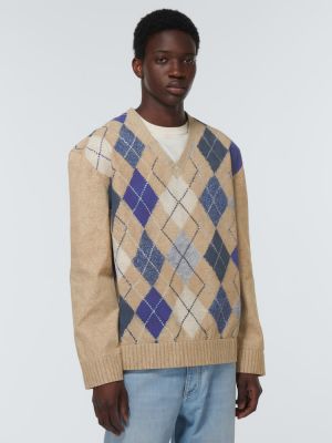 Sweter skórzany z nadrukiem Bottega Veneta beżowy