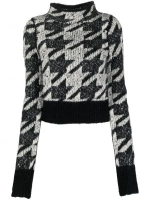 Kostkované vlněné dlouhý svetr s dlouhými rukávy Rag & Bone - bílá