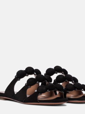 Sandale din piele de căprioară Alaã¯a negru