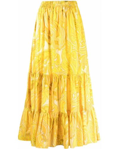 Falda larga de cachemir con estampado de cachemira Etro amarillo