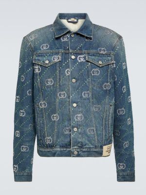 Krištáľová džínsová bunda Gucci modrá