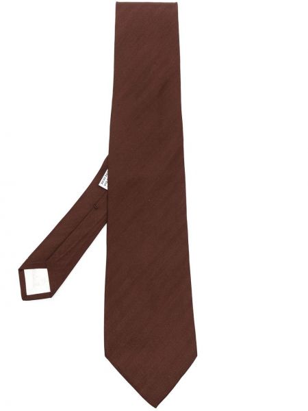 Brązowy jedwabny krawat w paski Christian Dior