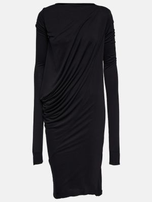 Drapované midi šaty jersey Rick Owens černé