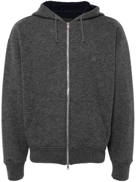 Siuvinėtas džemperis su gobtuvu su užtrauktuku Givenchy pilka