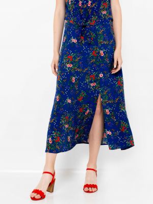 Midi suknja s cvjetnim printom Camaieu plava