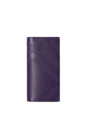 Usnjena denarnica s karirastim vzorcem Burberry vijolična