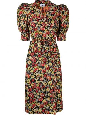 Trykt floral dress Ganni svart