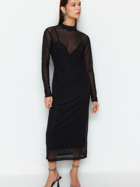 Φόρεμα από τούλι Trendyol μαύρο
