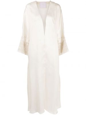 Жакардова копринена сатенена макси рокля Shatha Essa бяло