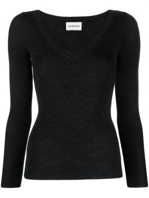 Vlnený sveter s výstrihom do v P.a.r.o.s.h. sivá