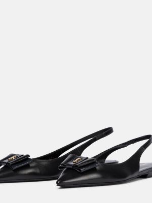 Usnjene balerinke z odprtimi petami Saint Laurent črna