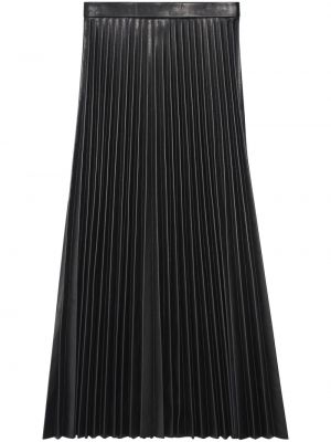 Plisovaná kožená sukňa Balenciaga čierna
