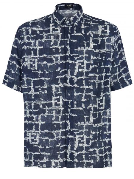 Рубашка Fendi FF linen, светло-синий