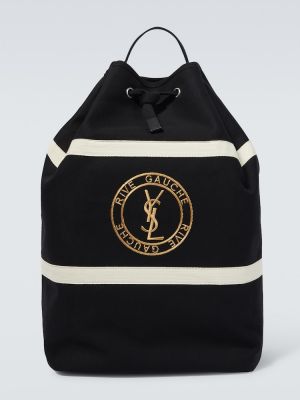 Bavlnená crossbody kabelka s výšivkou Saint Laurent čierna