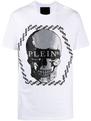 Тениска с кристали Philipp Plein бяло