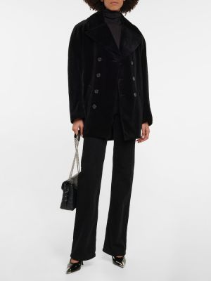 Cappotto in velluto in velluto oversize Saint Laurent nero