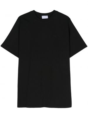 Medvilninis siuvinėtas marškinėliai Family First juoda