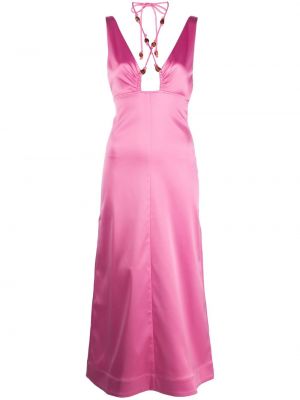 Αμάνικη κοκτέιλ φόρεμα Ganni ροζ