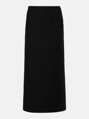 Svilena vunena midi suknja Valentino crna