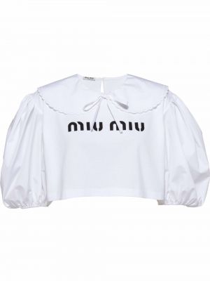 Trykt krage bluse Miu Miu hvit