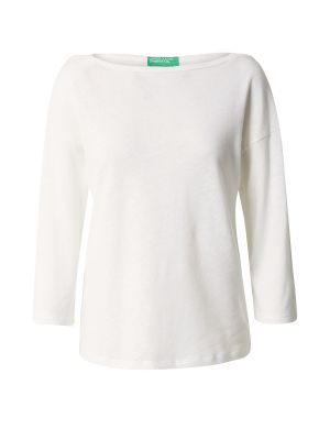 Bavlnené ľanové priliehavé tričko United Colors Of Benetton - biela