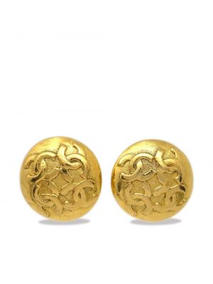 Boucles d'oreilles à boutons à boucle Chanel Pre-owned jaune