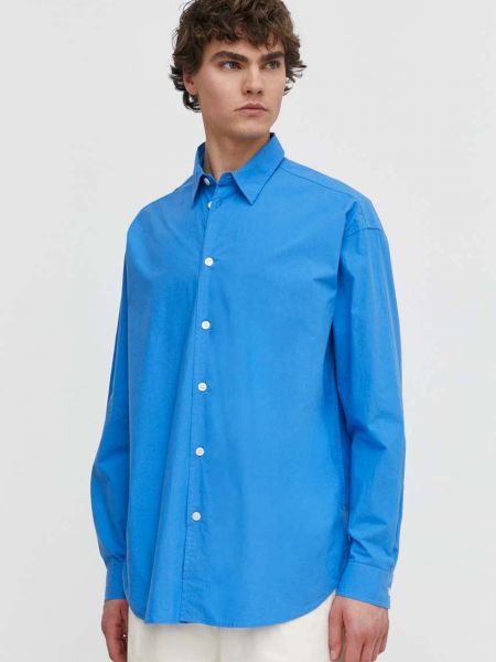 Pamučna košulja bootcut Samsoe Samsoe plava