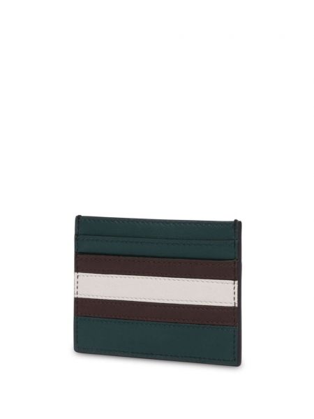 Pruhovaná kožená peněženka Moschino zelená