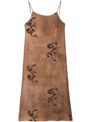Midi haljina s printom Uma Wang smeđa