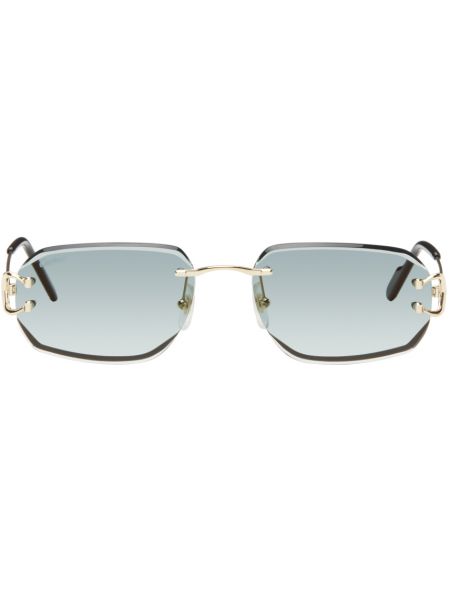 Золотисто-синие солнцезащитные очки-авиаторы Signature C de Cartier в металлическом корпусе Cartier