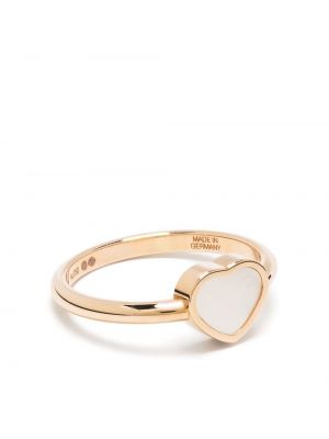Rožinio aukso žiedas su perlais su širdelėmis Chopard