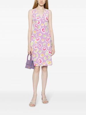 Jedwabna sukienka z nadrukiem Chanel Pre-owned fioletowa