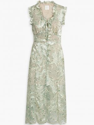 Платье миди с принтом с рюшами Anna Sui зеленое