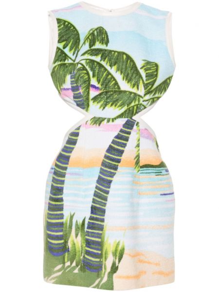 Jacquard mini haljina s printom Marine Serre zelena