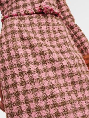 Minigonna di lana a quadri in tweed Oscar De La Renta