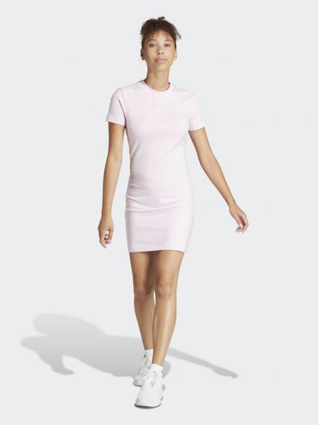 Slim fit šaty s potiskem Adidas růžové
