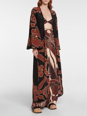 Vestido de noche de seda con estampado Johanna Ortiz negro