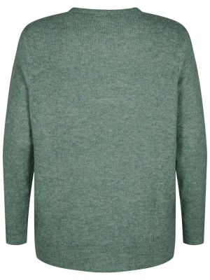 Меланжов пуловер Zizzi зелено
