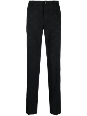 Žakárové rovné kalhoty Dolce & Gabbana černé