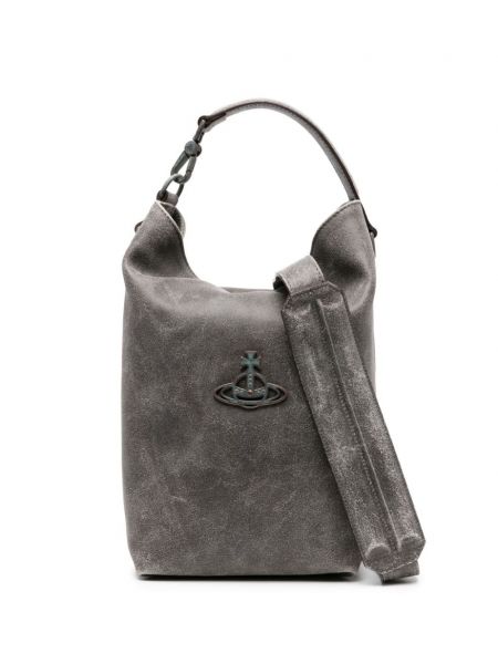 Usnjena nakupovalna torba Vivienne Westwood siva