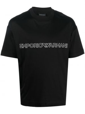 Βαμβακερή μπλούζα lyocell Emporio Armani μαύρο