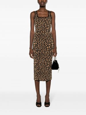 Žakárové leopardí midi šaty s potiskem Michael Michael Kors