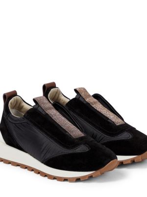 Sneakersy zamszowe Brunello Cucinelli czarne