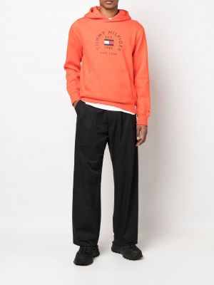 Kapučdžemperis ar apdruku Tommy Hilfiger oranžs