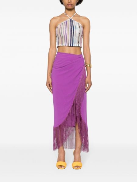 Midi sukně s třásněmi The Andamane fialové