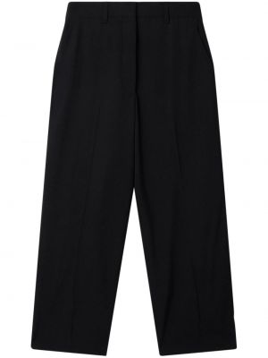 Vlněné rovné kalhoty relaxed fit Stella Mccartney černé