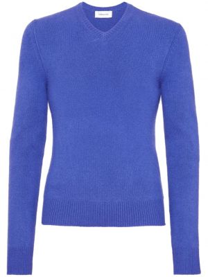 Kašmírový svetr s výstřihem do v Ferragamo modrý