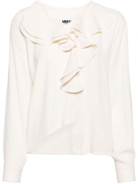 Bluzka z falbankami asymetryczna Mm6 Maison Margiela biała