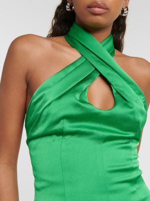 Сатенена миди рокля Rasario зелено